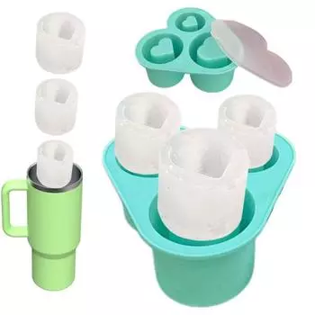 Heart Shaped Ice Tray with Lid Silicone Ice Mold for Freezer Stackable Hollow Ice Cubes Maker Compatible with 20/30/40oz