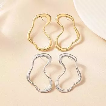 Heart-shaped irregular line earrings золотой