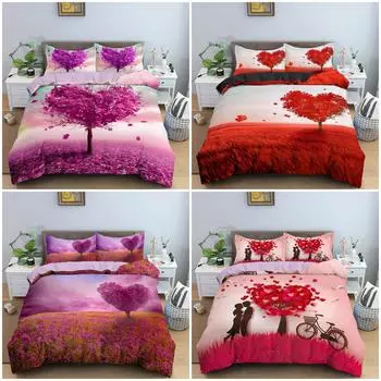 Heart-shaped Tree Bedding Set Soft Quilt Cover Romantic Style Duvet Cover Set Full Queen King for Bedclothes Valentine s Day 70x133cm 2pcs