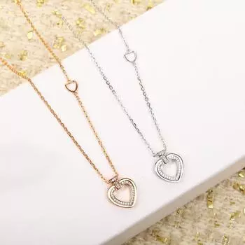 Бриллиантовое ожерелье в форме сердца из стерлингового серебра 925 пробы с толстым золотым покрытием для наряда богини в двух цветах 2024 НОВИНКА розового золота