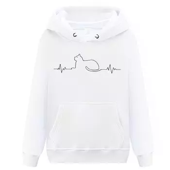Heartbeat Cat Brand Funny Funny Funny Long Sleeve Joking Funny L White [Oremake] Hoodie, Hoodie, Hoodie, Men s Story, T-Shirt, Parody, T-Shirt,