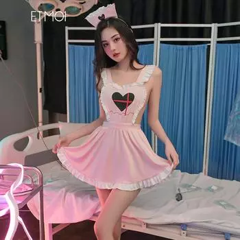 Heartbeat Nurse игривая повязка сексуальное женское белье эротические кружевные платья с шапочкой медсестры порно косплей униформа доктор сестра нижнее белье One Size