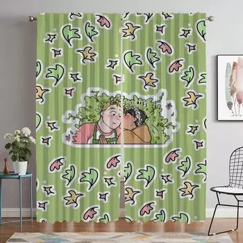 Heartstopper Curtains Child Room Window Curtain for Room 2 Panel Shades Tulle for Bedroom Halloween Decoration Partition Living W50xH70cmx2pcs-CL