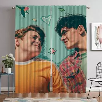 Heartstopper кухонные шторы для гостиной шторы перегородка тюль для спальни украшения на Хэллоуин шторы 2 шт W50xH70cmx2pcs-CL