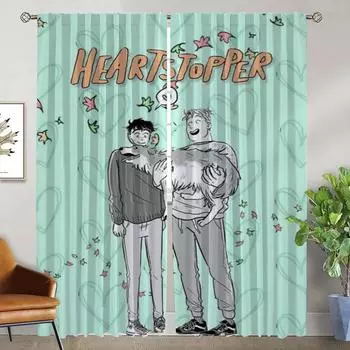 Heartstopper Разделительные шторы для гостиной Шторы для комнаты 2 Панельные шторы Домашний интерьер Шторы Украшения на Хэллоуин W50xH70cmx2pcs-CL