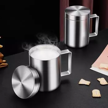 Heat Insulating LFGB Certificate 316 Stainless Steel Mug Water Cup Never Broken Mark Cup Dustproof Office Tea Milk Cup with Lid 301-500ml