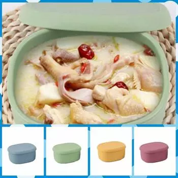 Heat Resistance Silicone Lunch Box With Lid Food Container Reusable Fresh-keeping Box Picnic 200ml красный