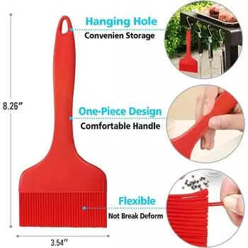 Heat Resistant Large Oil Brush BBQ Pastry Brush Silicone Basting Brush Extra Wide Basting Brush for Cooking Marinade Grilling серый