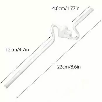 Heat-resistant Love Heart Glass Straw Reusable Valentine s Day Juice Straw Gift glass straw