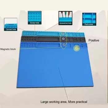 Heat-resistant Magnetic Silicone Mat Heat Gun BGA Welding Insulation Repair Pad for Soldering Station Rework Platform серый