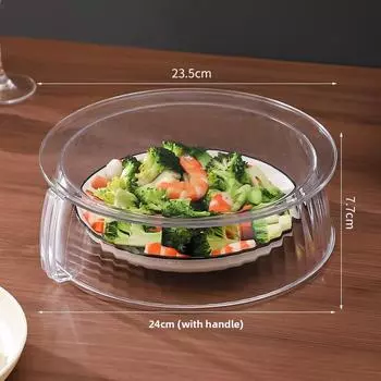 Heat Resistant Microwave Cover Splatter Proof Lid for Food, Round Flat Plate Design 7.7cm taller version