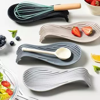 Heat Resistant Silicone Spoon Holder Soft Placemat Tray Stove Organizer Insulation Mats Apartment светло-серый
