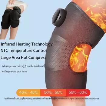 Heated Knee Pads Massager Vibration Knee Joint Pain Relief Compresses Pain Physiotherapy Artifacts Shoulder Arthritis Massage чёрный
