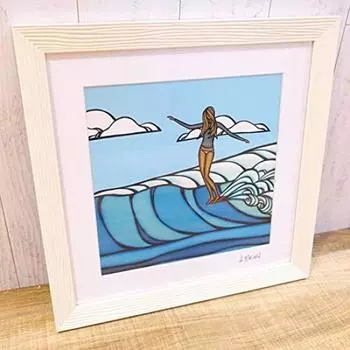 Heather Brown Art Japan Heather Brown Lady Slide Art Print Художественная печать в рамке Набор рамок Картина Гавайи коричневый