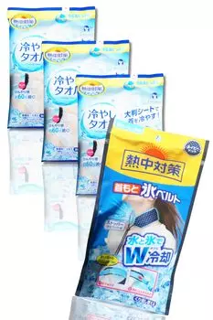 Heatstroke prevention neck ice belt 1 piece cooling towel 5 pieces 3 pieces Neck cooling goods pieces in + [4 total]