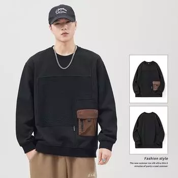 Heavy Air Layer Crew Neck Sweater Men S Trendy Brand Design Sense Casual Versatile Long-Sleeved Top M