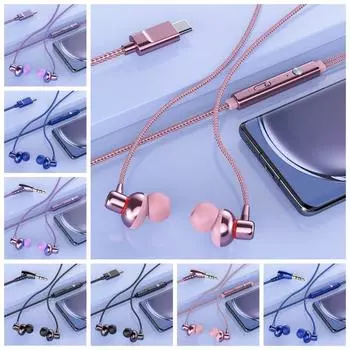 Heavy Bass in Ear Headphone Mic Stereo Subwoofer Earphone Wired Headphones Sports pink-3.5mm