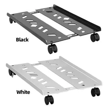 Heavy-Duty PC Tower Stand with Caster Wheels Adjustable PC Tower CPU Holder Steel PC Floor Cart PC Riser Office Desk Accessories белый