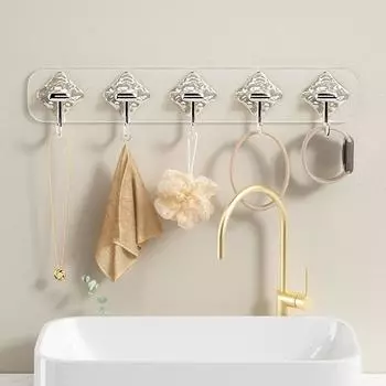 Heavy Duty Wall Hook Plastic Clothes Sticky Hooks Practical Coat Rack Behind The Door прозрачный