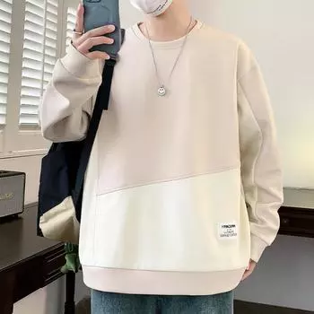 Heavy Long-sleeved Sweatshirt Men s Autumn and Winter Solid Color Round Neck New Simple Pullover Sweatshirt Boys Jacket Student Men s Clothing M