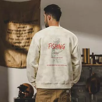 Тяжелый весенний свитер мужской американский ретро-куртка для молодых мужчин свободная модная одежда большого размера топ модный S темно серый