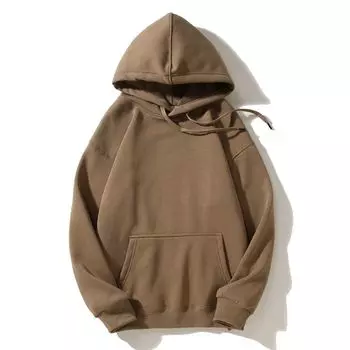 Heavy Weight 380G Fleece Underwear Idle Style Double-Layer Hoodie Brown L