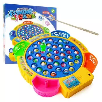 Hebaogugu Игра-рыбалка Игрушечная игра-рыбалка Круглая Рыбалка Электрическая игрушка Играть Дети Популярная игрушка День рождения Рождественский подарок Празднование