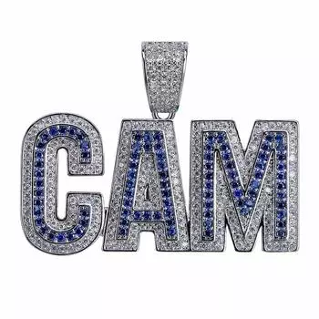 HECHUANG хип-хоп ювелирные изделия микро паве имитация бриллиантов Ice Cam буква кулон цепь ожерелье серебро (Золото серебро)