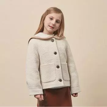 Hedges Kids Girls Handmade Half Coat Ivory Htw11cc61m Iv 120