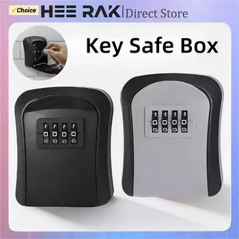 HEE RAK Key Boxes Wall Mounted Outdoor Водонепроницаемый 4-значный кодовый пароль Противоугонный ящик для хранения ключей Сейф для домашнего офиса Замок с ключом