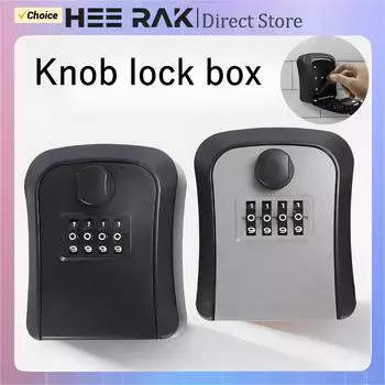 HEE RAK Key Lock Box 4-значный кодовый пароль для хранения ключей для дома настенный противоугонный водонепроницаемый уличный сейф с ручкой для ключей чёрный