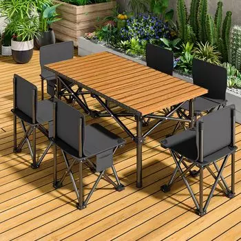 HEEOREV Уличный стол и стул для кемпинга, набор из 7 предметов, складной уличный стол для пикника и легко разбираемая сумка для хранения для кемпинга на открытом воздухе, 1 сумка для хранения на 1