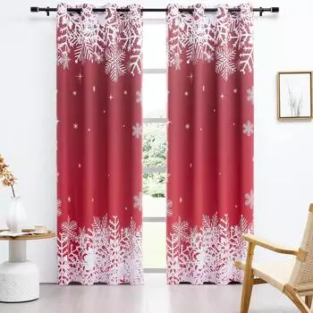 Hegufusmy 1PCS Снежинка Декоративная затеняющая штора используется для гостиной, спальни, кабинета, домашнего декора 63 84 95 штамповка 138x160cm&Grommet Top