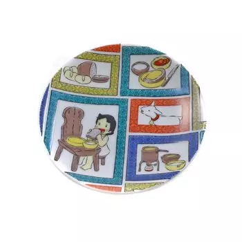 Heidi Kutani ware bean made in Hokuriku traditional the girl from the small bread and cheese all over anniversary fashionable plate, Japan, craft,