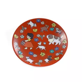 Heidi Kutani ware small made in Hokuriku traditional the girl from the small all over fashionable plate, Japan, craft, Heidi, Alps, plate, tableware,