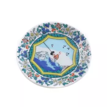 Heidi Kutani ware small plate Made in Japan Hokuriku traditional craft Heidi the girl from the Alps Plate Tableware Small plate Anniversary Present