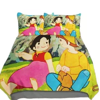 Постельное белье «Хайди — девушка из Альп», комплект постельного белья «Хайди», комплект пододеяльников «Хайди и семья», украшение спальни 135x200cm 2pcs