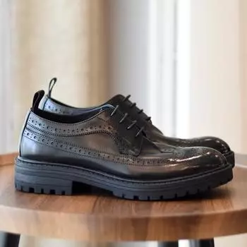 Увеличение высоты на 4 см/Британская ретро-платформа с резной круглой головкой, деловые повседневные кожаные туфли, мужские модные свадебные туфли черного цвета 38 коричневый