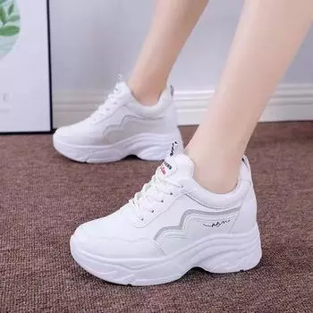 Height-increasing dad shoes in the source manufacturer, women s Korean version of all-match single shoes, new thick-soled mesh sports in summer 2025 35 белый