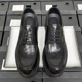 Кожаная обувь для увеличения роста Мужская деловая кожаная дышащая обувь для жениха на свадьбу Мужская обувь для костюма Обувь для собеседования Мужская кожаная обувь Высокого класса 38 чёрный