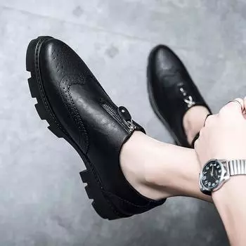 Height-increasing leather shoes men s thick-soled high-end sense business dress men s shoes wedding glossy casual shoes soft leather soft-sol 38