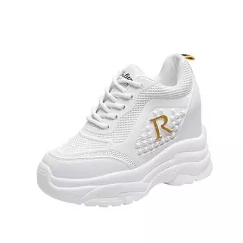 Height-increasing little white shoes women s spring and summer new soft-soled versatile mesh shoes sports and leisure shoes mesh women s shoes 35 золотой