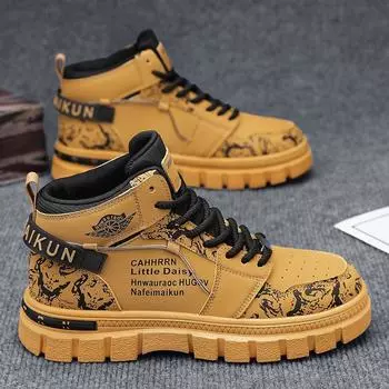 Height-increasing thick-soled leather boots Men s versatile Martin boots Men s high-top outdoor tooling locomotive boots Casual trendy shoes Autumn 39