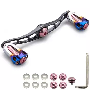 HEIGHTEN 115/88mm Reel Handle with 22mm Knob for Baitcasting Reel Aurora Series (115mm - Black & Sakura Pink) (686)