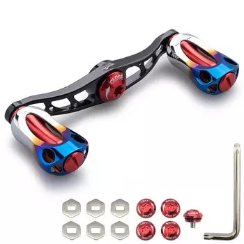 HEIGHTEN 115/88mm Reel Handle with 22mm Knob for Baitcasting Reel Aurora Series (88mm - Black & Red) (676)