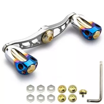 HEIGHTEN 115/88mm Reel Handle with 22mm Knob for Baitcasting Reel Aurora Series (88mm - Gunmetal & Gold) (671)