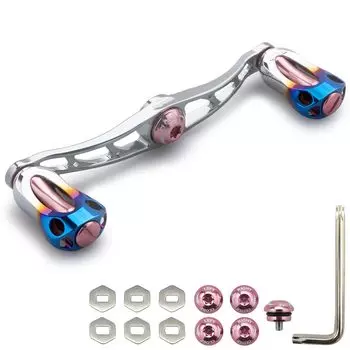 HEIGHTEN 115/88mm Reel Handle with 22mm Knob for Baitcasting Reel Aurora Series (115mm - Gunmetal & Sakura Pink) (680)