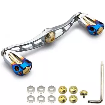 HEIGHTEN 115/88mm Reel Handle with 22mm Knob for Baitcasting Reel Aurora Series (115mm - Gunmetal & Gold) (679)