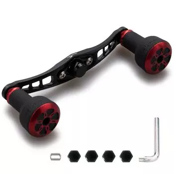 HEIGHTEN 120/92mm Bait Reel Handle 24mm TPE Knob Shimano Daiwa Abu Garcia General Bait Reel TPE Series (92mm-Black & Red) (469)