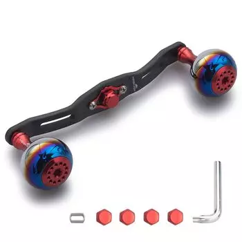 HEIGHTEN 130/120/110mm Reel Handle Thickness 4mm 1.5K Charcoal Cloth Carbon Equipped with 30mm Knob for Baitcasting Reel Aurora Series 130mm, Red 359